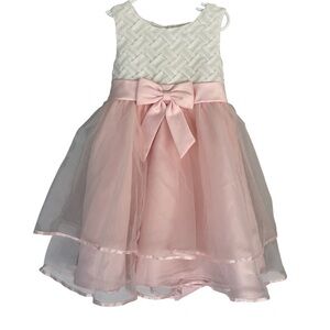 Rare Editions Pink White Formal Kids Dress Sz 5 Holidays Church